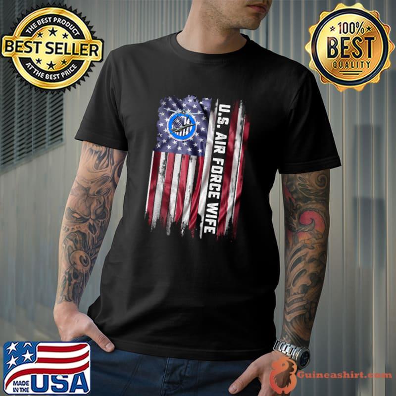 Vintage USA American Flag Proud Air Force Veteran Wife T-shirt
