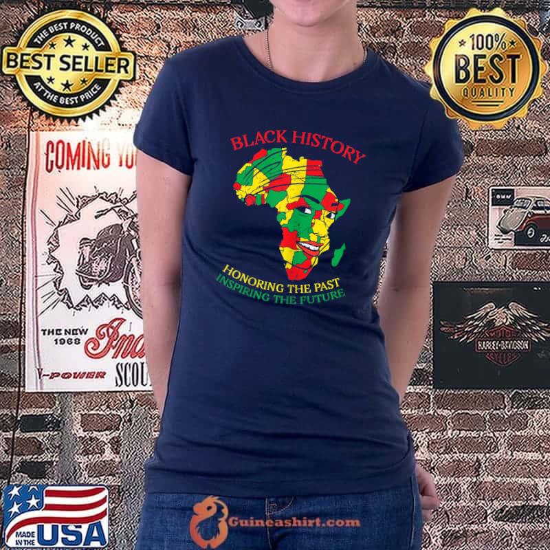 Womens Black History Honoring The Past Africa Face Map BHM Women T-Shirt Ladiestee