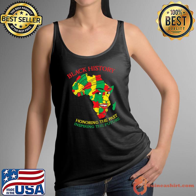 Womens Black History Honoring The Past Africa Face Map BHM Women T-Shirt Tank Top