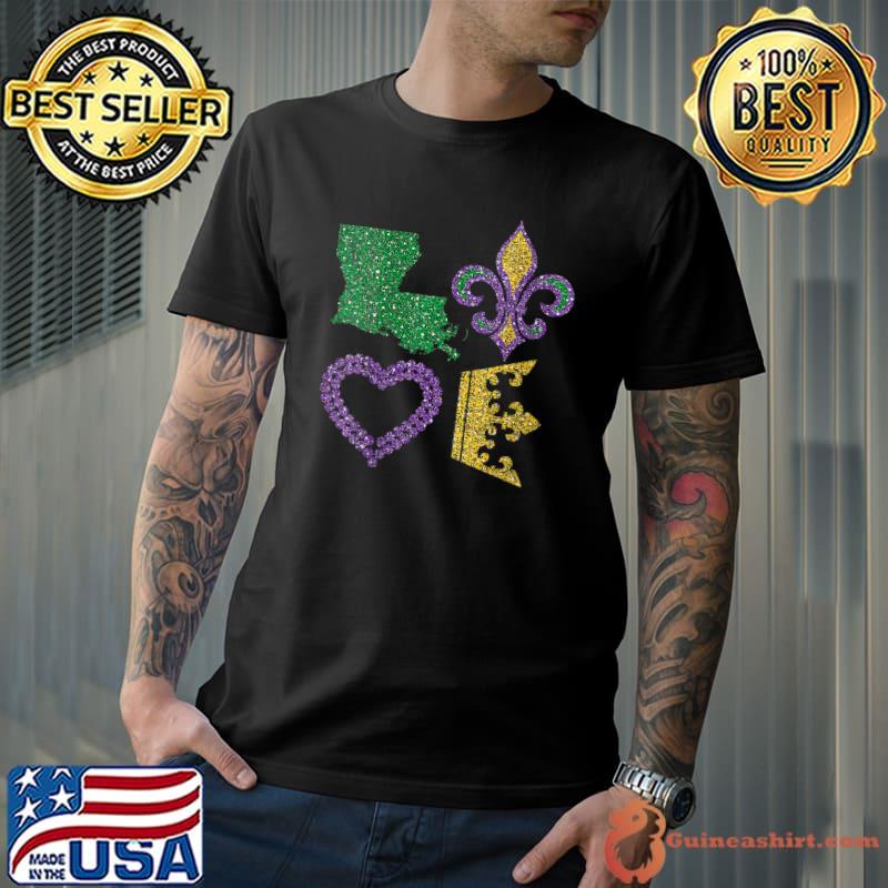 Women's Mardi Gras I Love Mardi Gras Distressed T-shirt