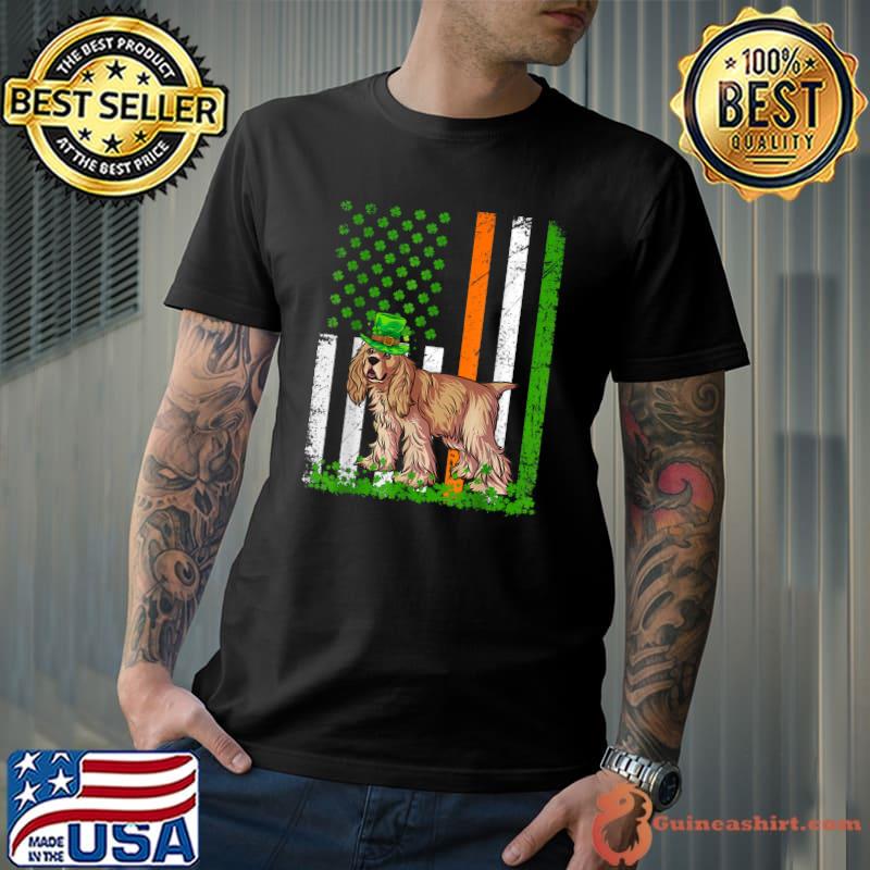 American Flag Cocker Spaniel Dog Lovers St Patricks Day T-Shirt Unisex