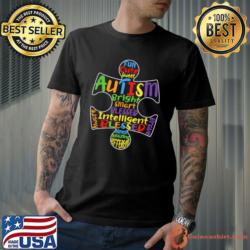 Autism Awareness Heart Blessed Men Women Kids Child Autistic T-Shirt
