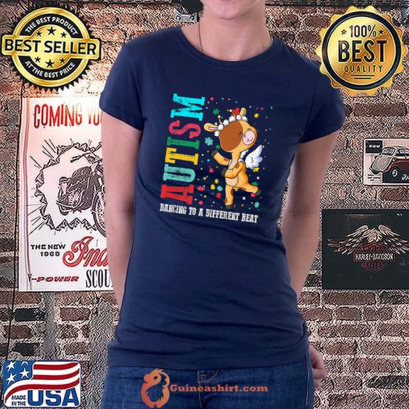 Autism Dancing To A Different Beat Giraffe Autism Awareness Premium T-Shirt Ladiestee