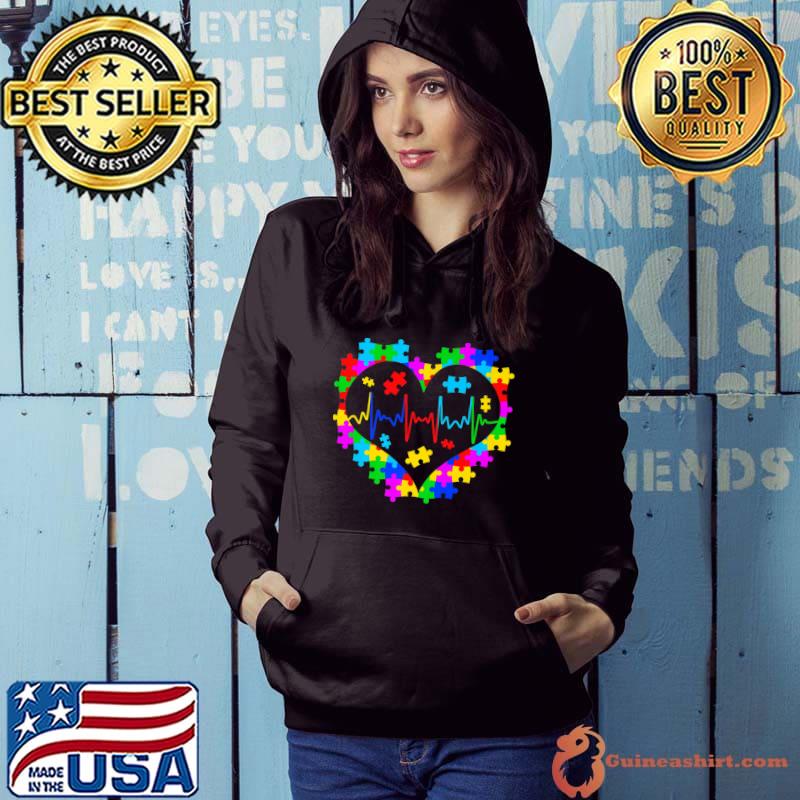 Autism Heartbeat Nurse Doctor Love Support Acceptance Autism Premium T-Shirt Hoodie