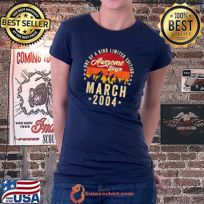 Awesome Since March 2004, Vintage 18th Birthday T-Shirt Ladiestee