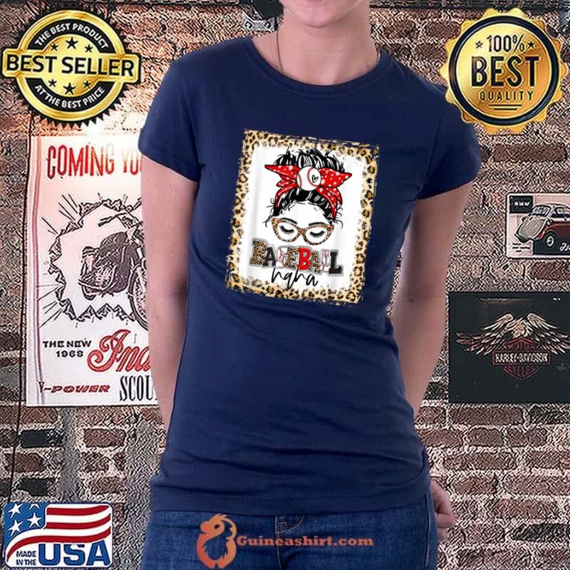 Bleached Baseball Nana Messy Bun Game Day Mothers Day T-Shirt Ladiestee