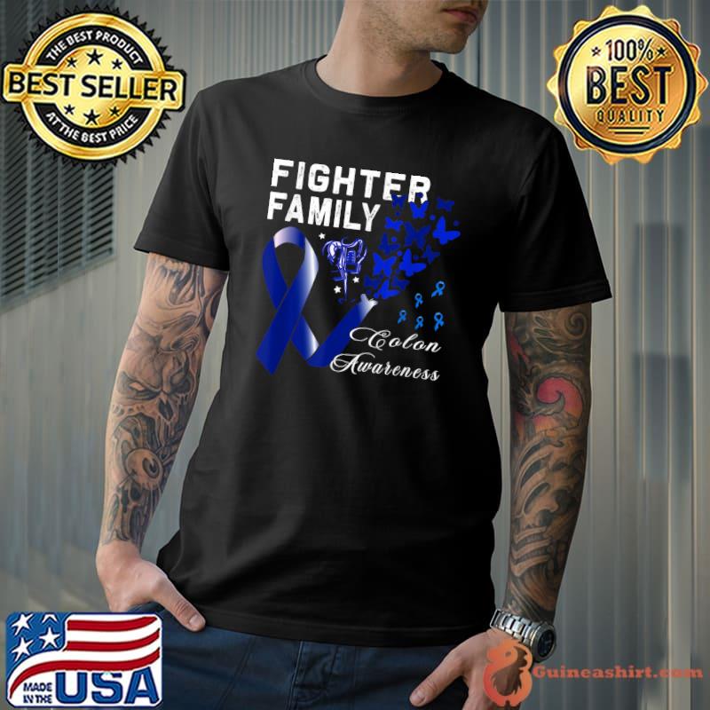Blue Ribbon Fighter Family Colon Cancer Awareness T-Shirt
