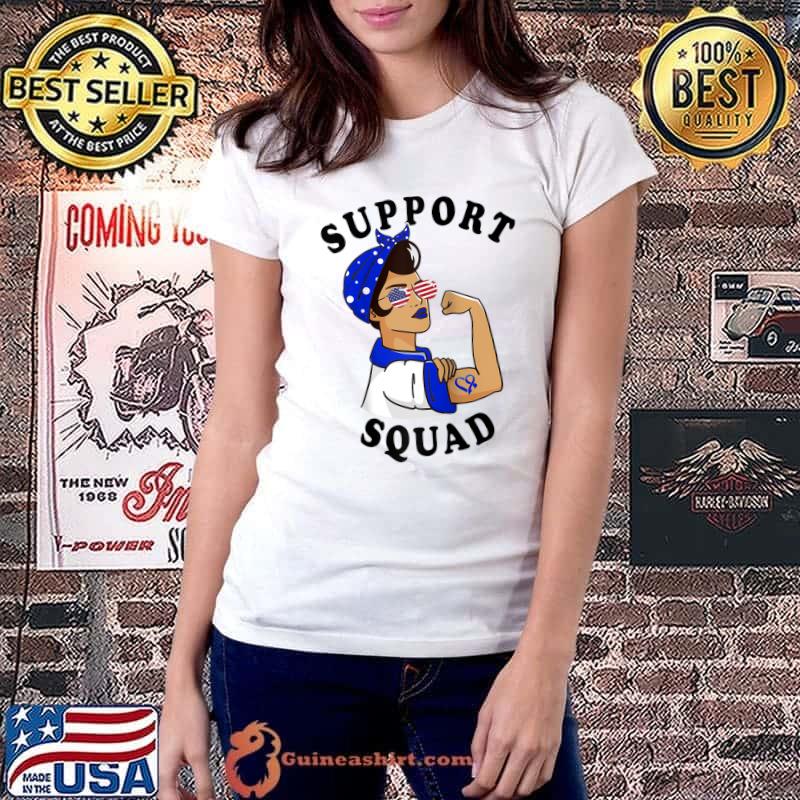 Blue Ribbon Support Squad Colon Cancer Awareness T- Ladiestee