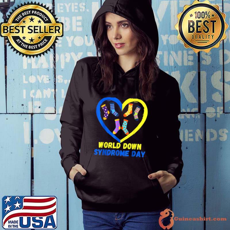 Blue Yellow Heart 21 World Down Syndrome Awareness Day 2022 T-Shirt Hoodie