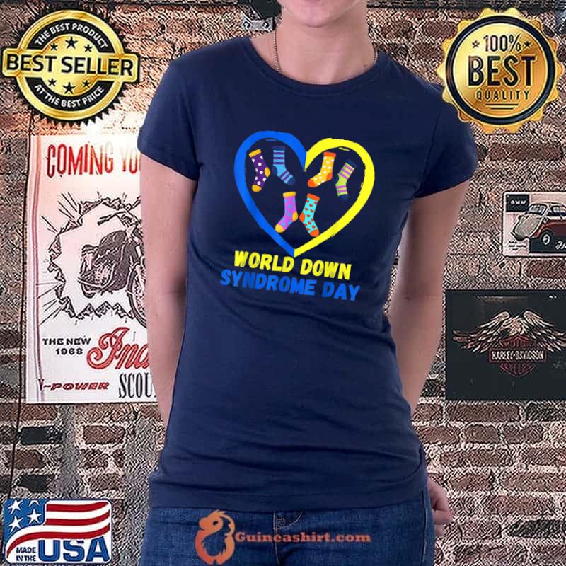 Blue Yellow Heart 21 World Down Syndrome Awareness Day 2022 T-Shirt Ladiestee