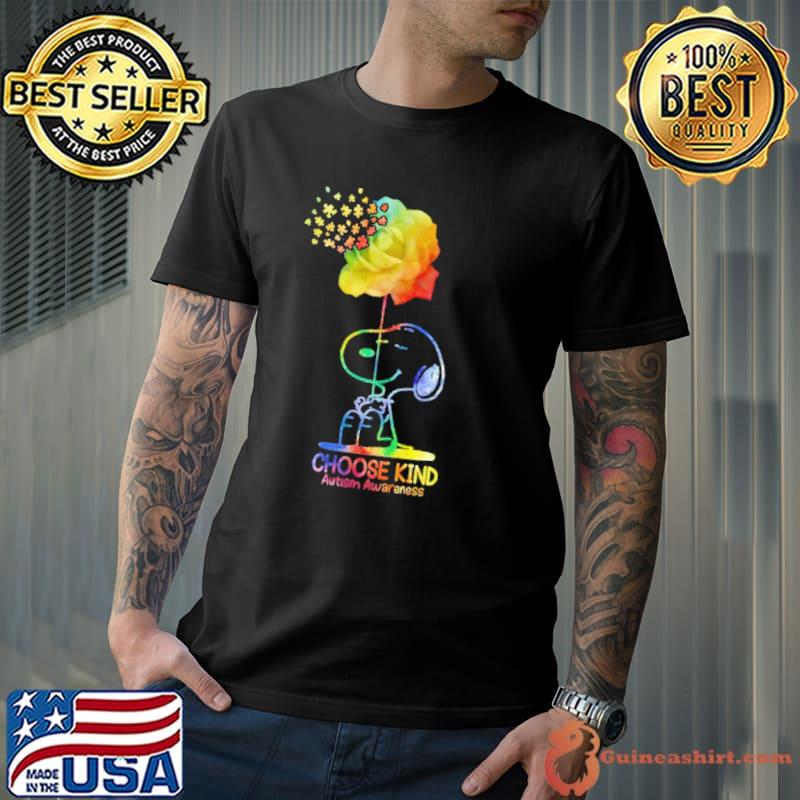 Choose Kind Autism Awareness Snoopy Flower Shirt