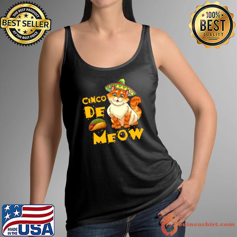 Cinco De Meow Cat With Sombrero Funny Cinco De Mayo Taco Cat T- Tank Top