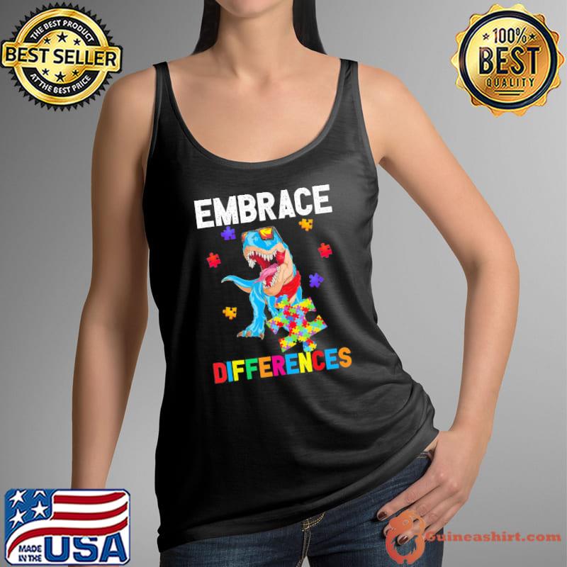 Dinosaur Puzzle Piece Autism Awareness T-Shirt Tank Top