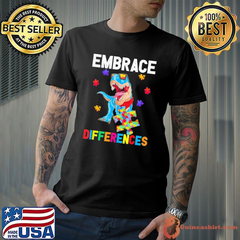 Dinosaur Puzzle Piece Autism Awareness T-Shirt
