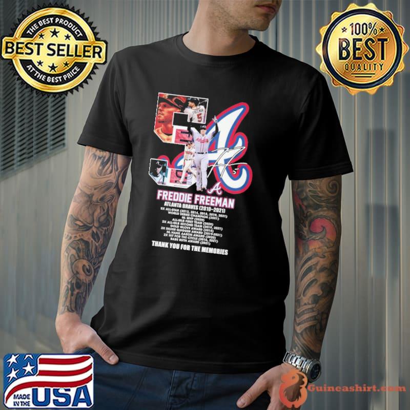 Freddie freeman 2010 2021 thank you for the memories signatures Dodgers shirt
