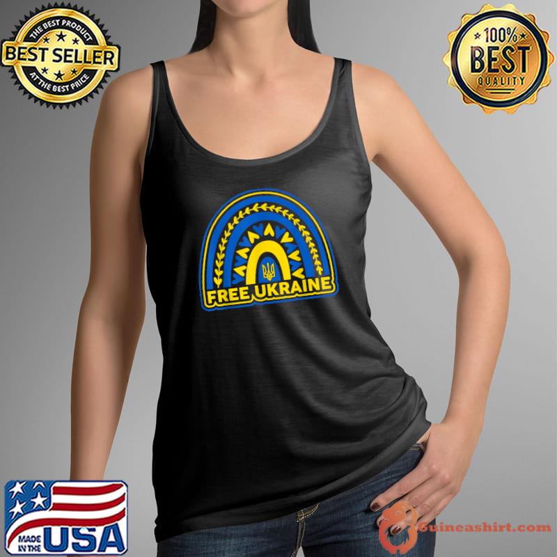 Free Ukraine Ukrainian Rainbow Flag T-Shirt Tank Top