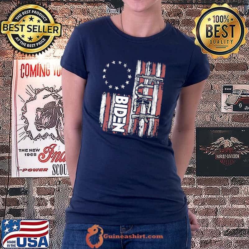 Fuck Biden American Flag Gun Shirt Ladiestee