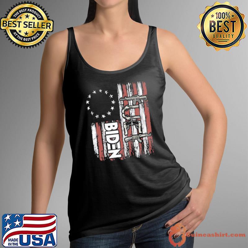 Fuck Biden American Flag Gun Shirt Tank Top