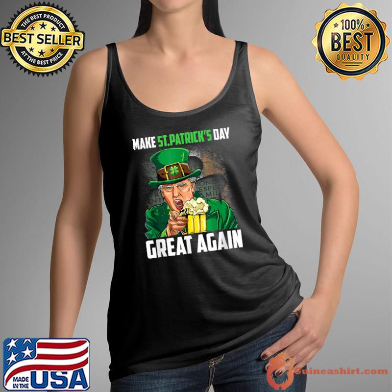 Funny Donald Trump Drinking In St Patrick's Day Outfit T-Shirt Tank Top