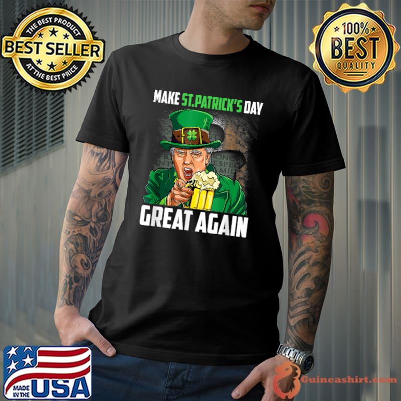 Funny Donald Trump Drinking In St Patrick's Day Outfit T-Shirt
