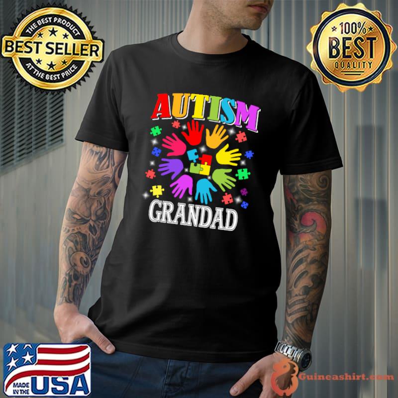 Funny Proud Autism Grandad Autism Awareness Family Matching T-shirt