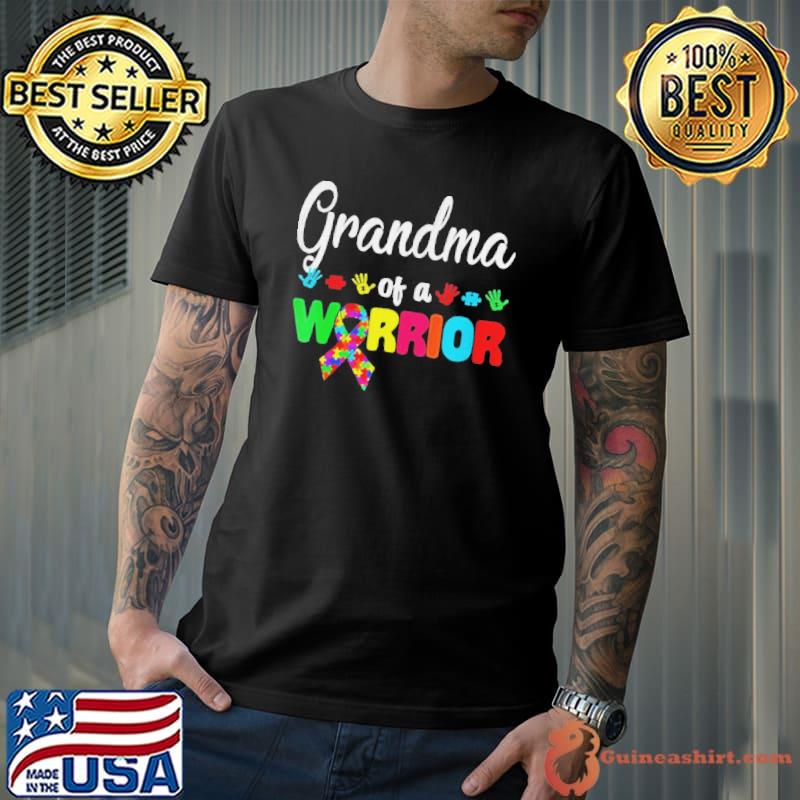 Grandma of a warrior family world autism awareness day shirt