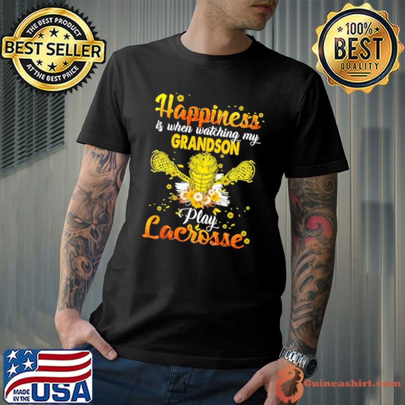 Happiness Is When Watching My Grandson Play Lacrosse Sunflower Shirt