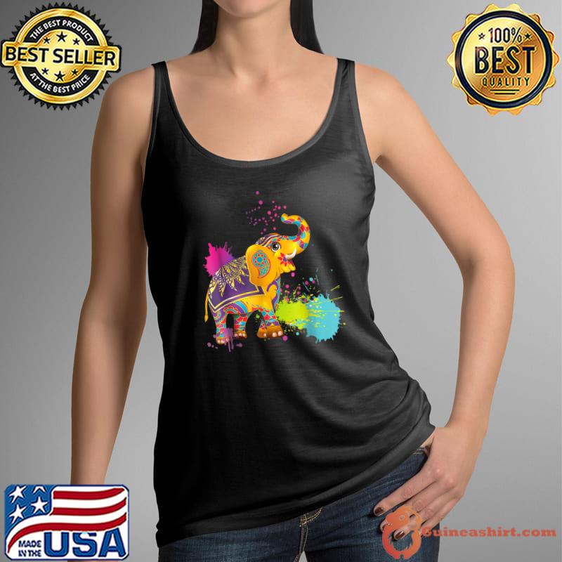 Happy Holi Tshirt Colors India Hindu Spring, Elephant Holi T-Shirt