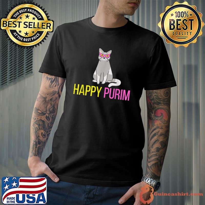 Happy Purim Cat Funny Costume Jewish holiday Purim T-Shirt Unisex