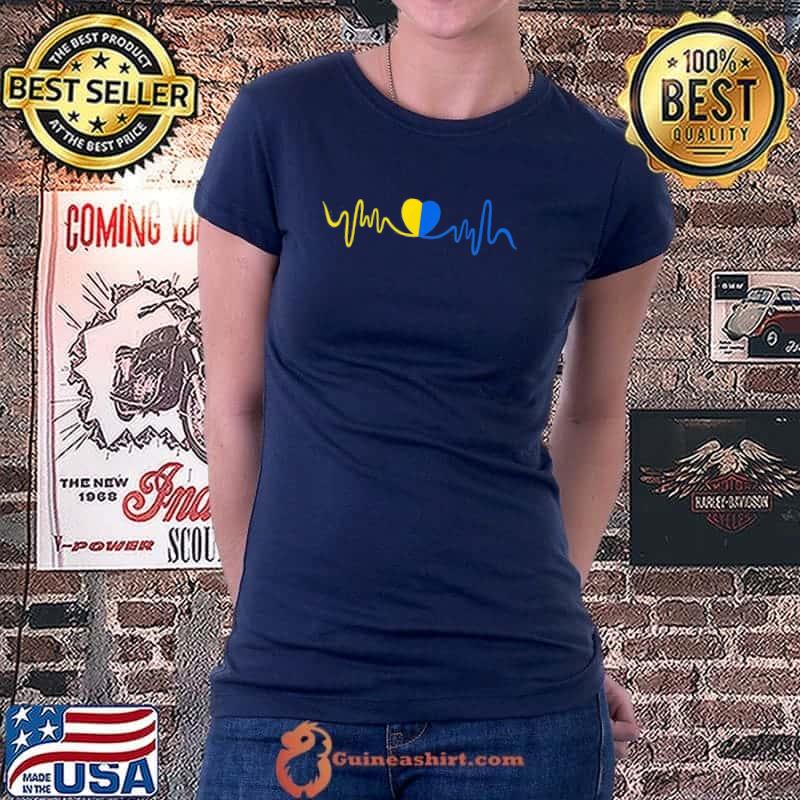 Heart beat ukrainian flag I stand with herzschlag shirt