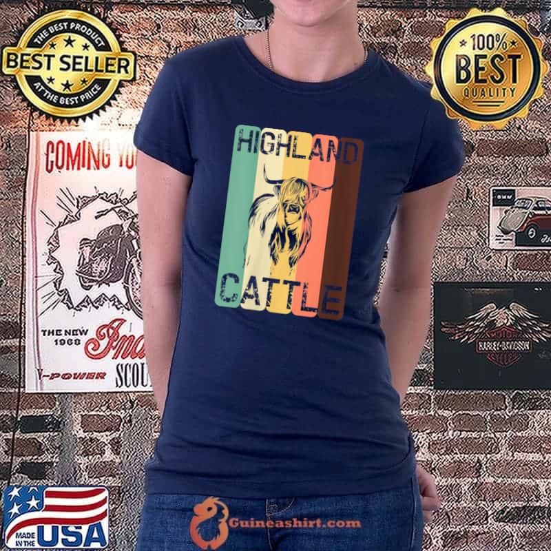 Highland Cattle Retro Cattles Farmer Cow Cows T- Ladiestee