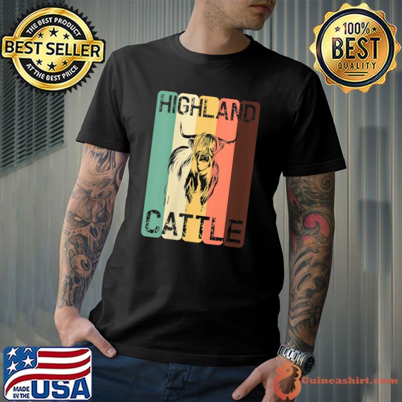 Highland Cattle Retro Cattles Farmer Cow Cows T- Unisex