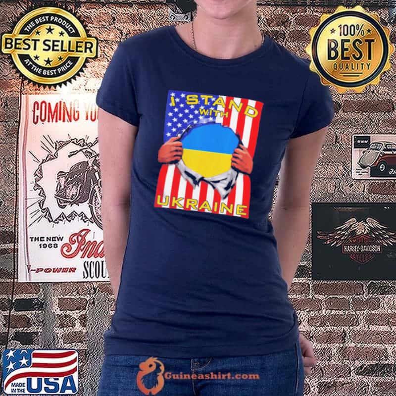 I STAND WITH UKRAINE SUPPORT UKRAINIAN LOVER AMERICAN UKRAINIAN FLAG SHIRT