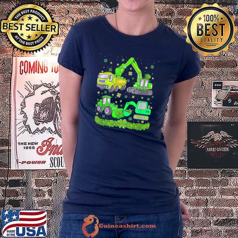 Kids Boys St Patricks Day Crane Truck Construction T-Shirt Ladiestee