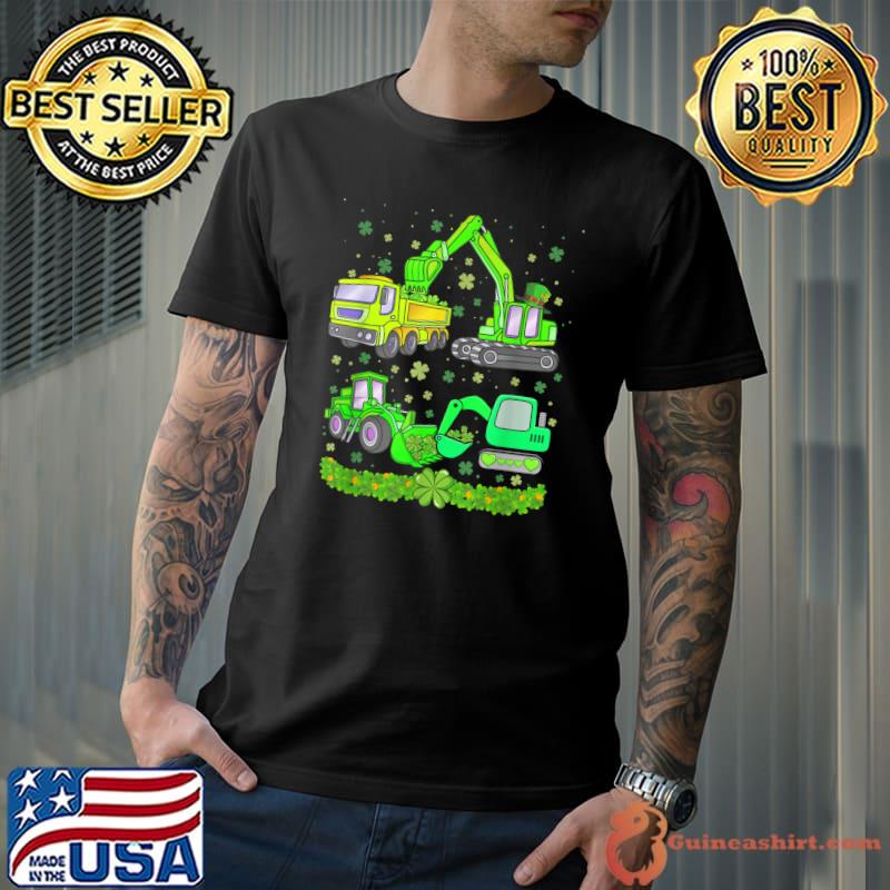 Kids Boys St Patricks Day Crane Truck Construction T-Shirt