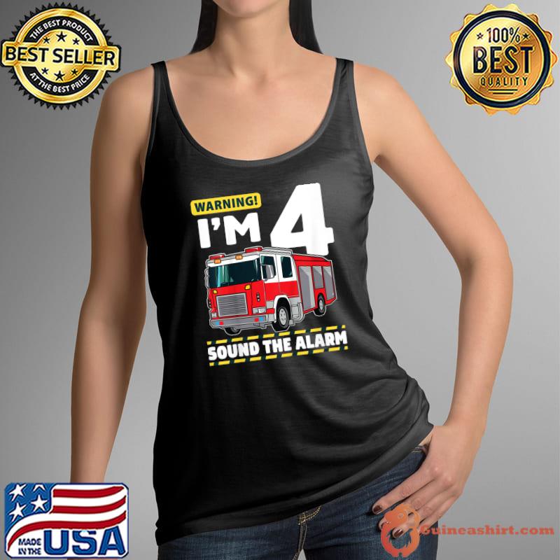 Kids Fire Truck 4 Year Old Firefighter 4th Birthday Boy Four T-Shirt Tank Top