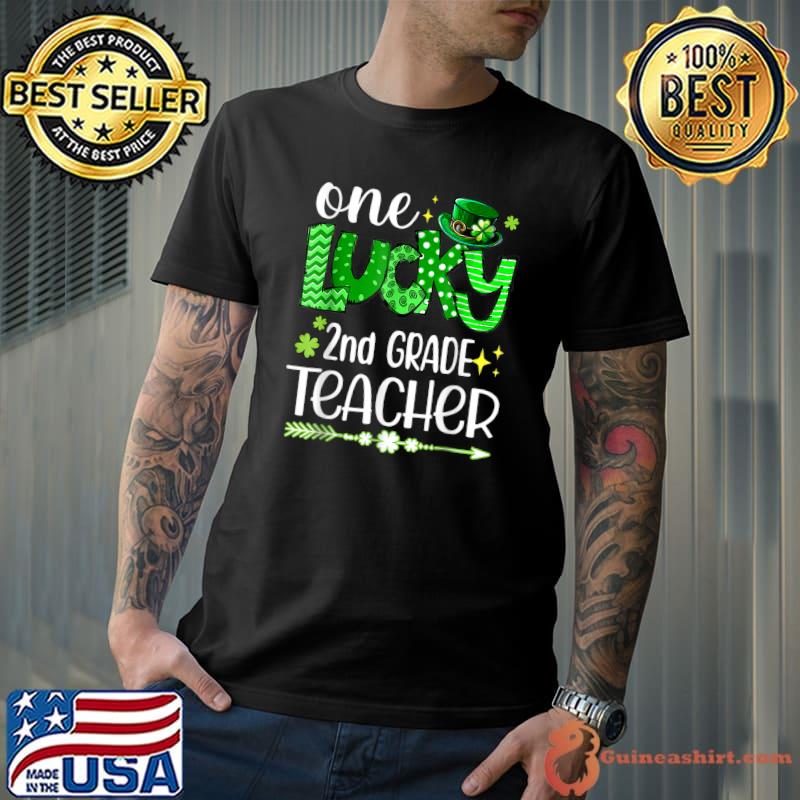 Leopard Shamrock One Lucky 2nd Grade Teacher St Patricks Day T-Shirt