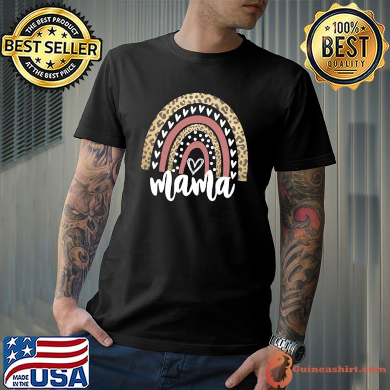 Mama Leopard Rainbow Gift for New Mom Baby Shower T-shirt
