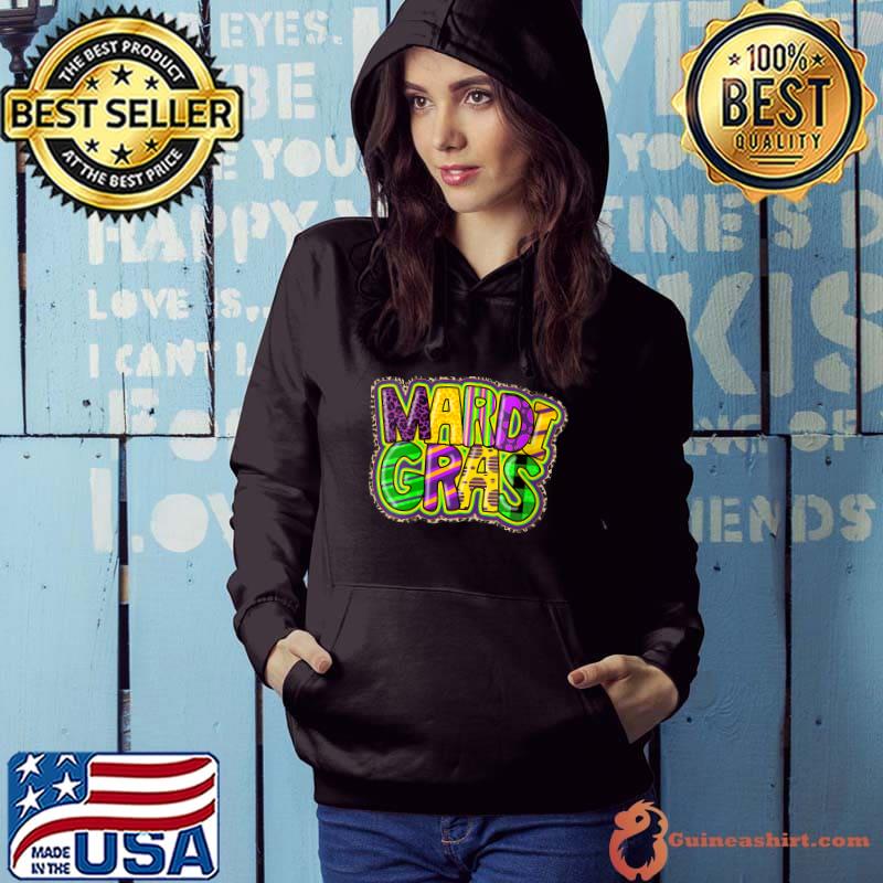 Mardi Gras Leopard Plaid Print Funny New Orleans Outfit T-shirt