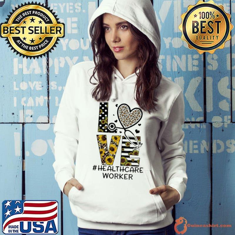 Medical Stethoscope Love Healthcare Worker Sunflower Leopard Shirt