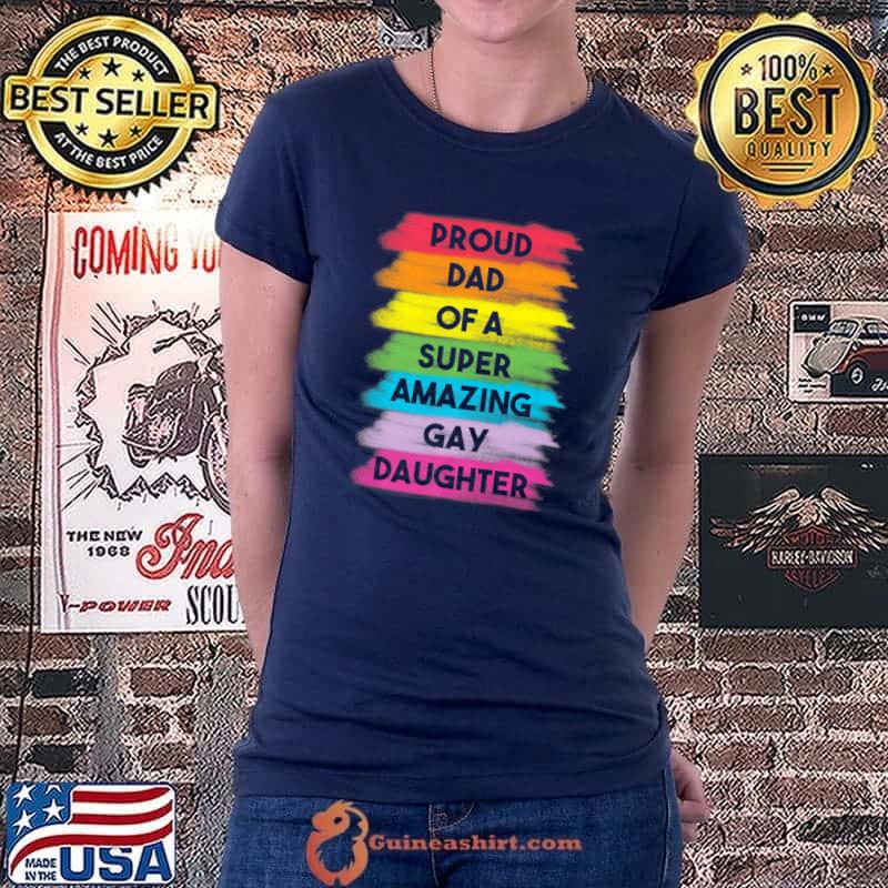 Mens Proud Dad Gay Daughter Coming Out Gay Pride Stuff Proud Ally Premium T-Shirt Ladiestee