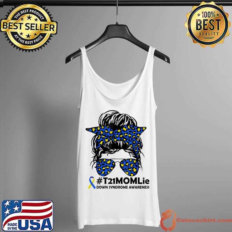 Messy Bun Sunglass Leopard Down Syndrome Awareness T-Shirt Tank Top