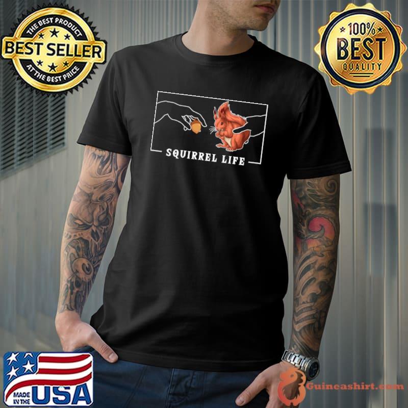 Michelangelo Creation of Adam Squirrel Fox Japanese Squirrel T-shirt