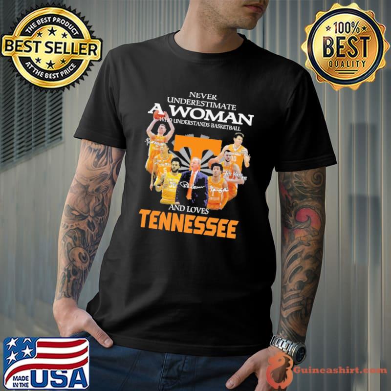 Never Underestimate A Woman Who Underestand Basketball And Loves Tennessee Shirt Unisex