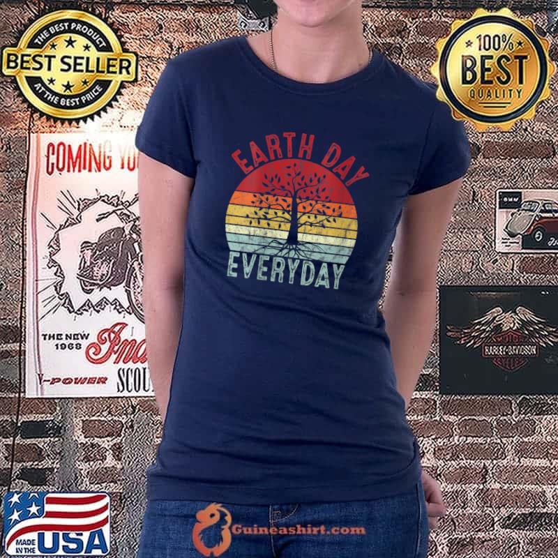 Nice Retro Earth Day Tree Graphic Cool Design Earth Day Everyday T- Ladiestee