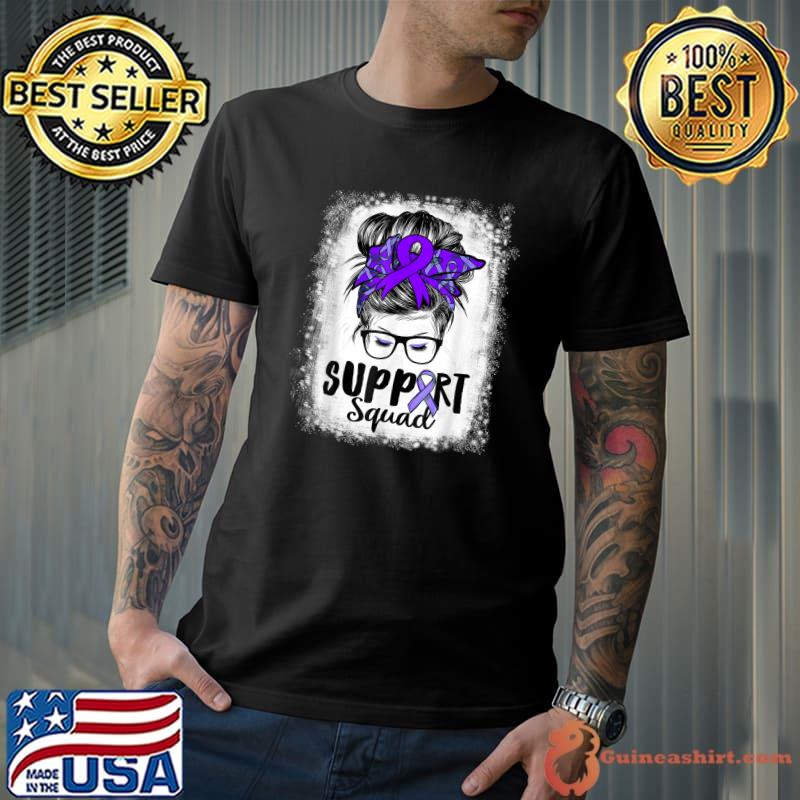 Nice Support Squad Messy Bun Purple Warriorr Epilepsy Awareness T-Shirt