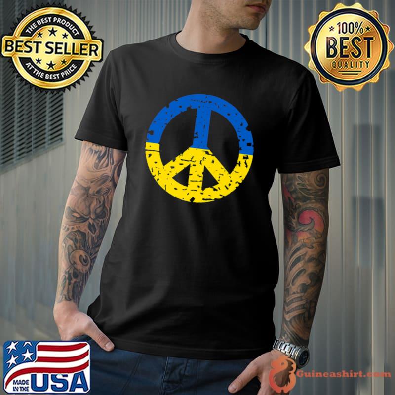 Nice Ukraine Pride Vintage Retro Ukrainian Flag Colors Peace Sign Premium T-Shirt