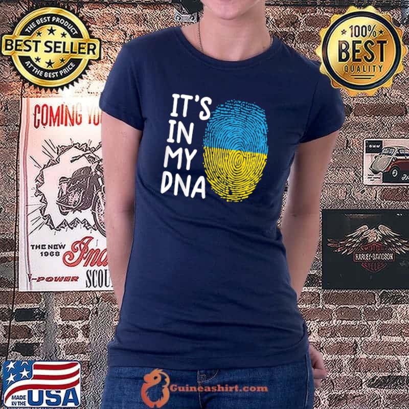Original Its In My DNA Ukraine Fingerprint Ukrainian Ukraine Flag T-Shirt Ladiestee
