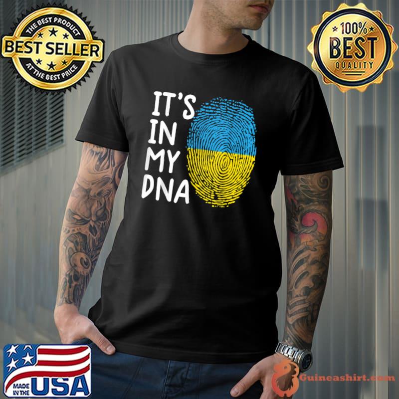 Original Its In My DNA Ukraine Fingerprint Ukrainian Ukraine Flag T-Shirt