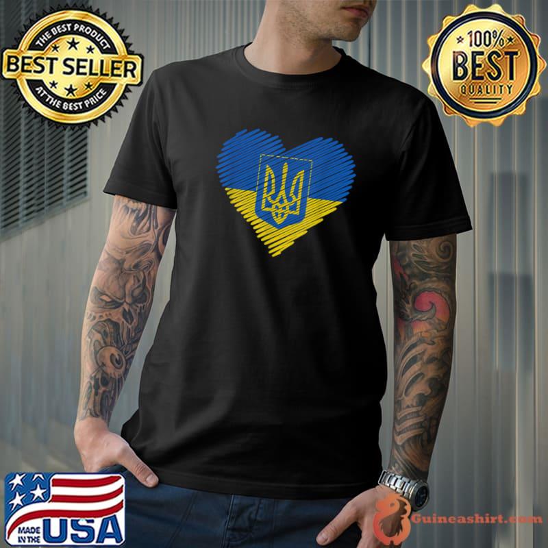 Original Ukraine Flag Ukrainian Ukraine Pride Heart T-Shirt